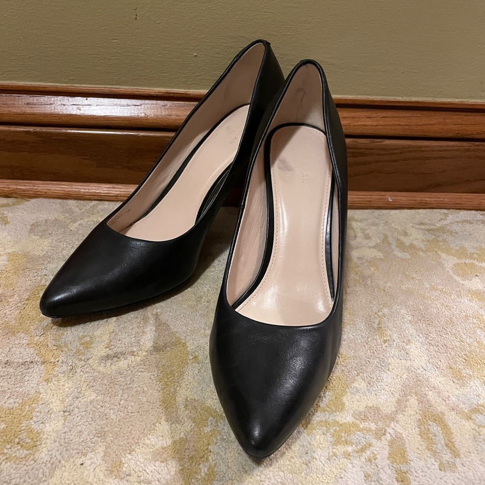 COLE HAAN Classic High Heels Pumps, Black Leather, size 10B Very Comfortable!